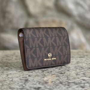 Michael Kors Jet Set Logo Medium Brown Bifold Wallet